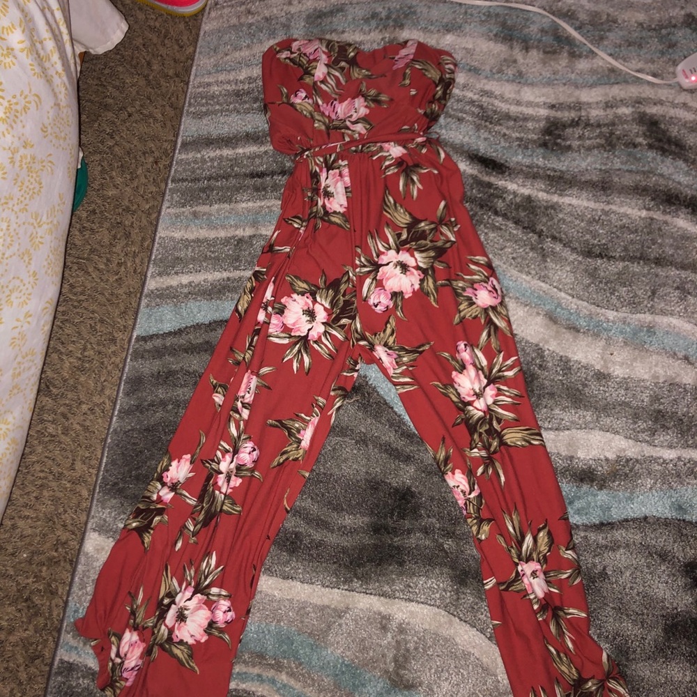 Jumpsuit rusty orange snd floral